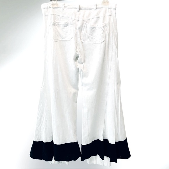 PEACE LOVE WORLD Pants Flare Bell Bottoms White Black Lounge Boho Sz Small - Picture 2 of 5